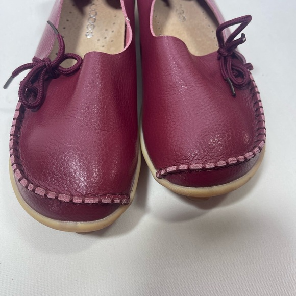 Burgundy Leather Slip-On Moccasins - Picture 3 of 6